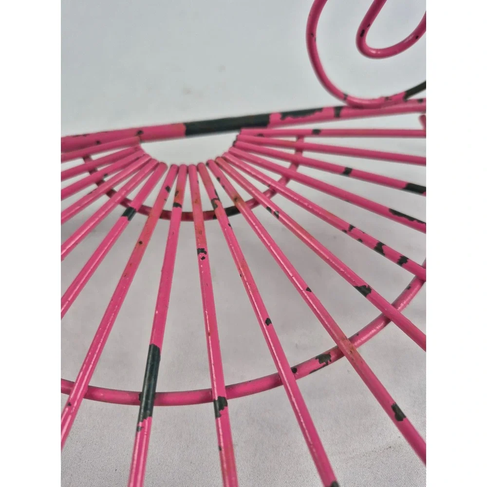 Vintage Pink Metal Wire 3 Tier Shelf Shabby Chic Scrollwork Organizer Rack